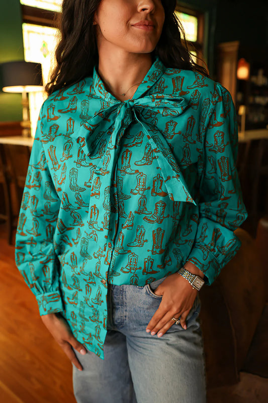 Sadie Top- Boot Bow Tie