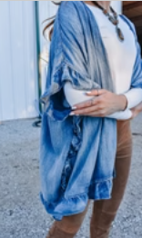 Ruffle Cardigan Denim