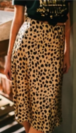 Leopard Satin Aline Skirt