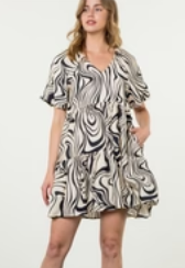 Zebra Abstract Tiered Dress