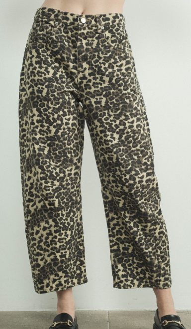 Leopard Barrel Leg Jean