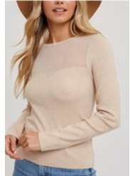 Mesh Sweetheart neck Oatmeal Top