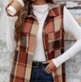 Plaid Long Sleeveless Shacket Rush