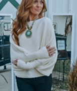 LS Ribbed Dolman sleeve ivory