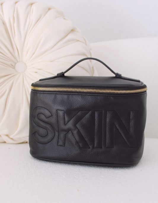 Leather Makeup Bag - Skin Black