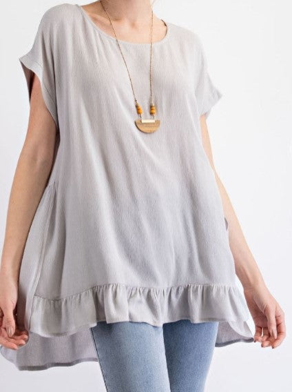 Ruffle hem Tunic Gray