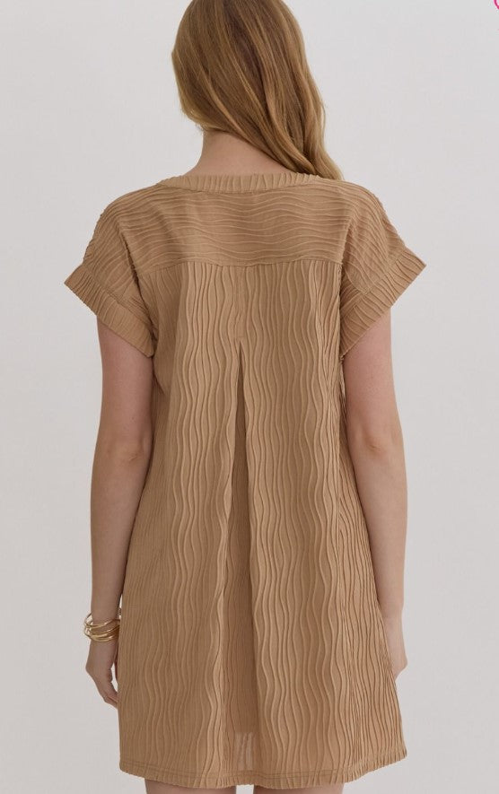 Textured Mini Dress Lt Brn