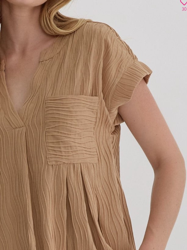 Textured Mini Dress Lt Brn