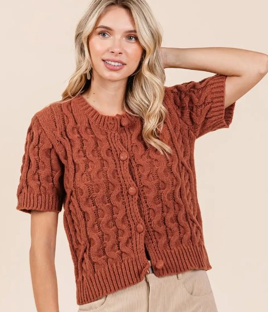 SS Cable knit sweater Rust