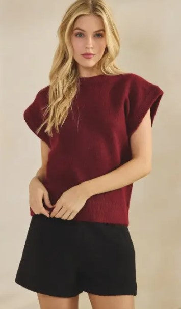 Cap Sleeve Sweater Burgandy