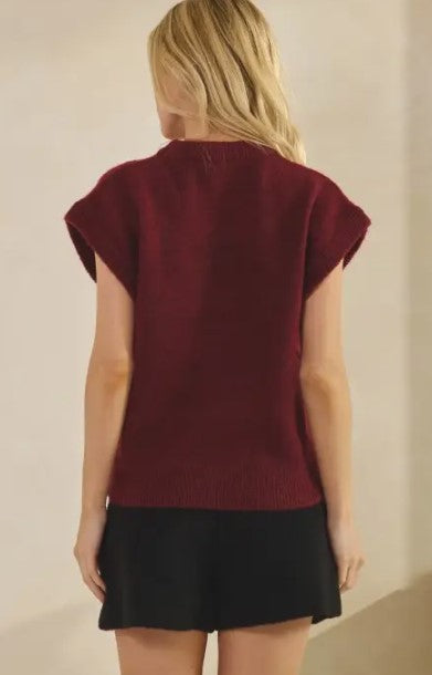 Cap Sleeve Sweater Burgandy
