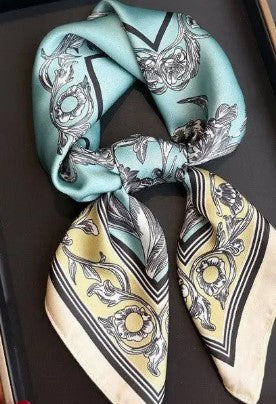 Floral Stencil Print Blue