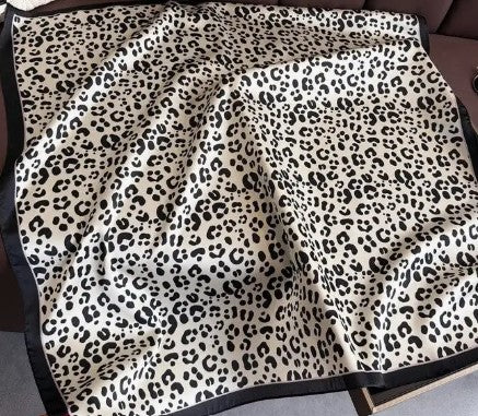 Leopard Print Scarf Black