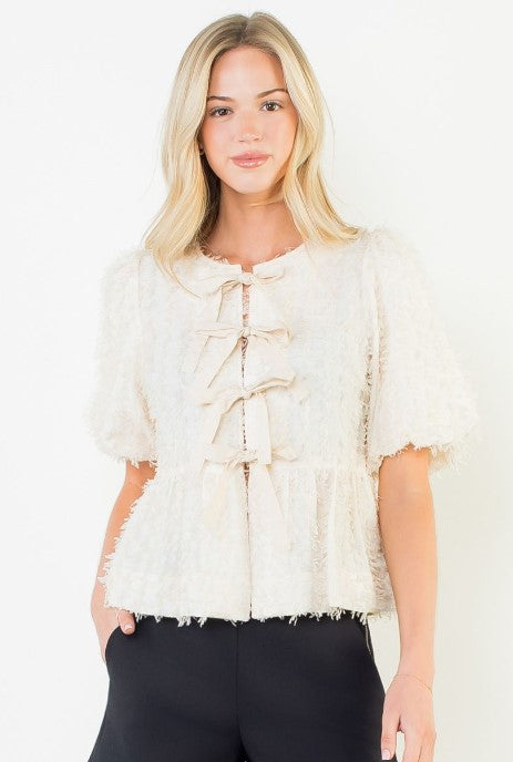 Bow Tie Front Top Ivory