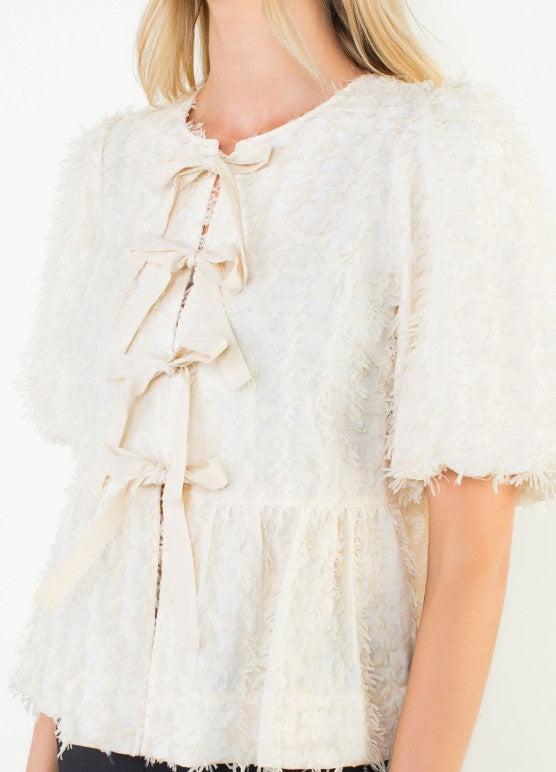 Bow Tie Front Top Ivory