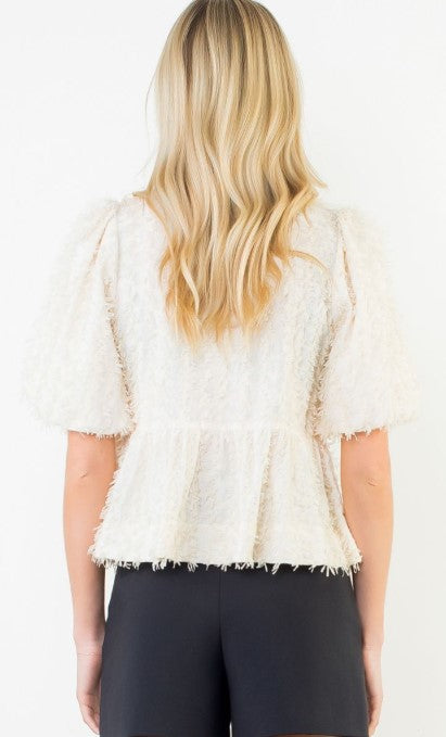 Bow Tie Front Top Ivory