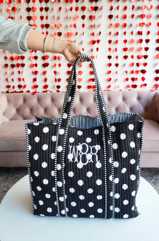 Quilted Polka Dot Tote