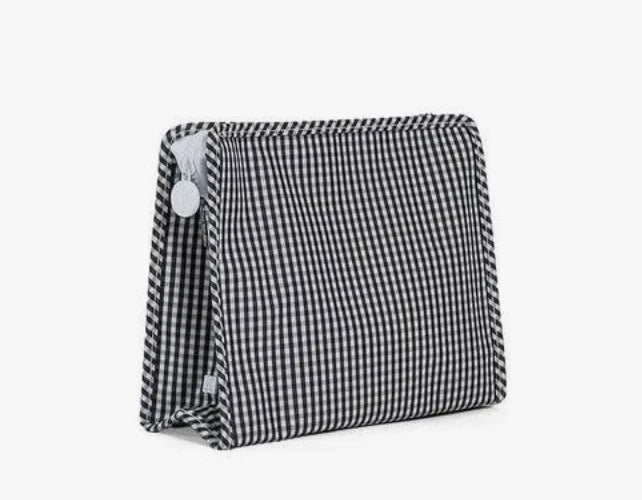 Roadie Large Zip Pouch- Gingham Black