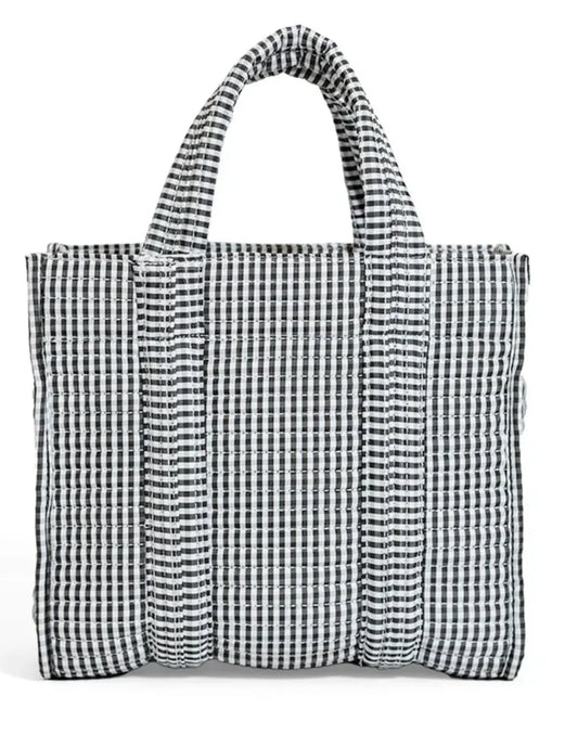 Quilted Mini Go Go Tote- Gingham Black