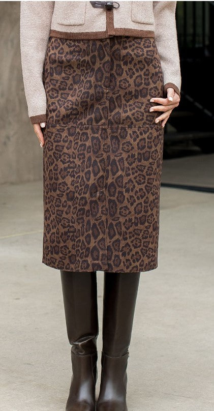 Leopard Skirt Mid Length