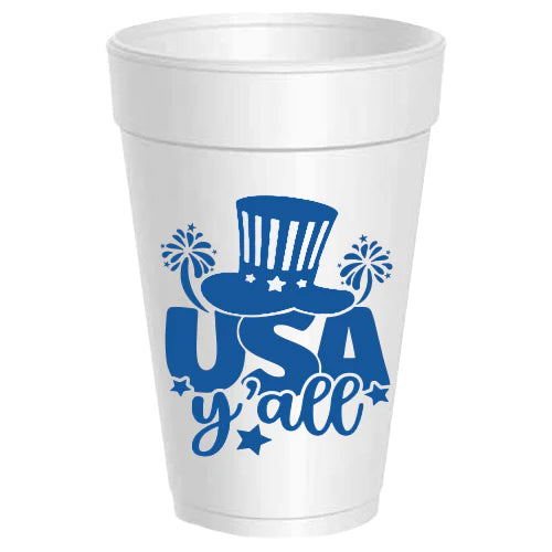 USA Yall Styrofoam Cups