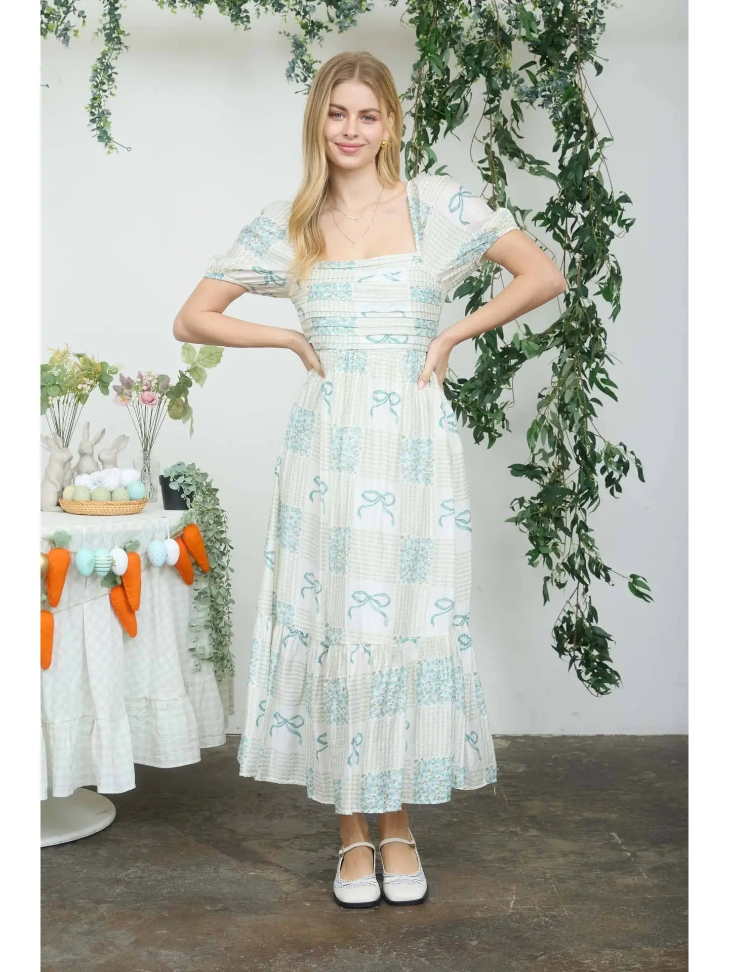 What A Dream Blue Bow Detail Midi Dress