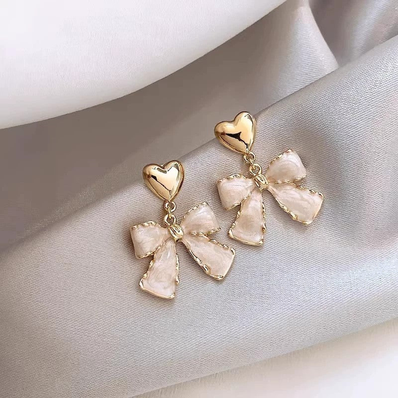 Wild Hearts Post Drop Bow & Hearts Earrings