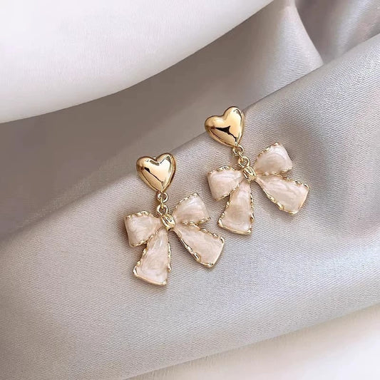 Wild Hearts Post Drop Bow & Hearts Earrings