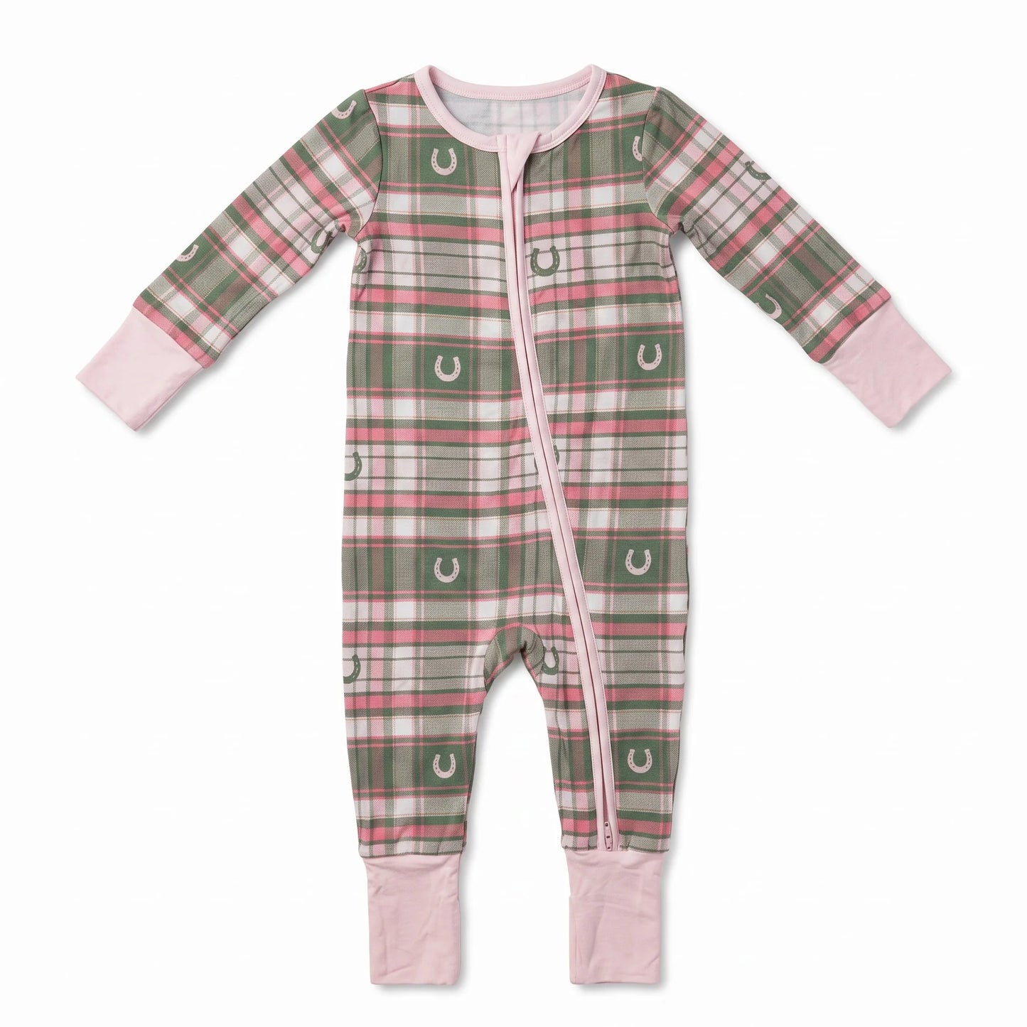 Zipper Romper - Horseshoe Plaid Boys/Girls