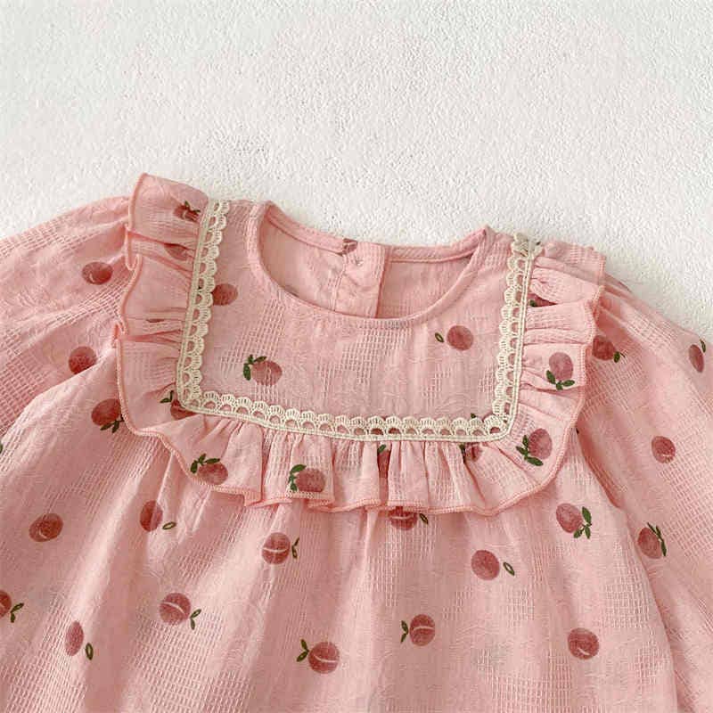 Pink Peach Print Long-sleeved Top Two-piece Set: Pink / 73(6-9M)