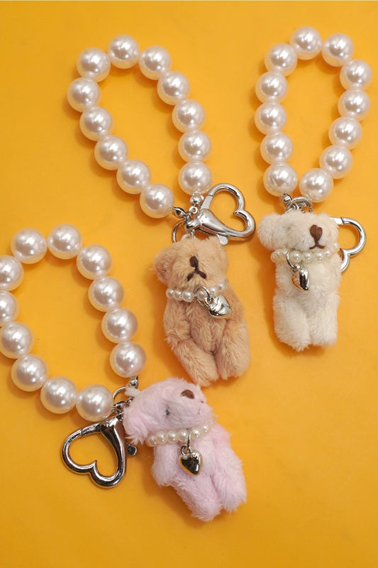 The Bear Necessities Bear & Pearl Keychain Charm
