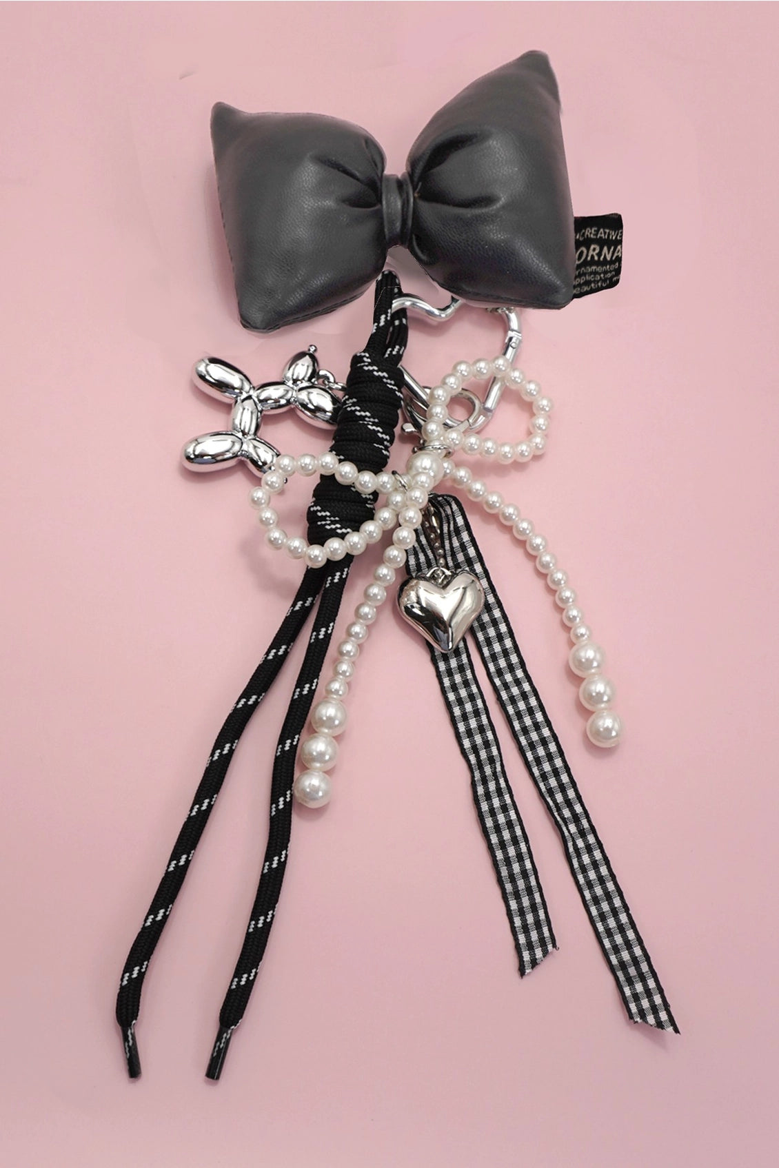 Let's Hang Out Pink or Black Bow Keychain
