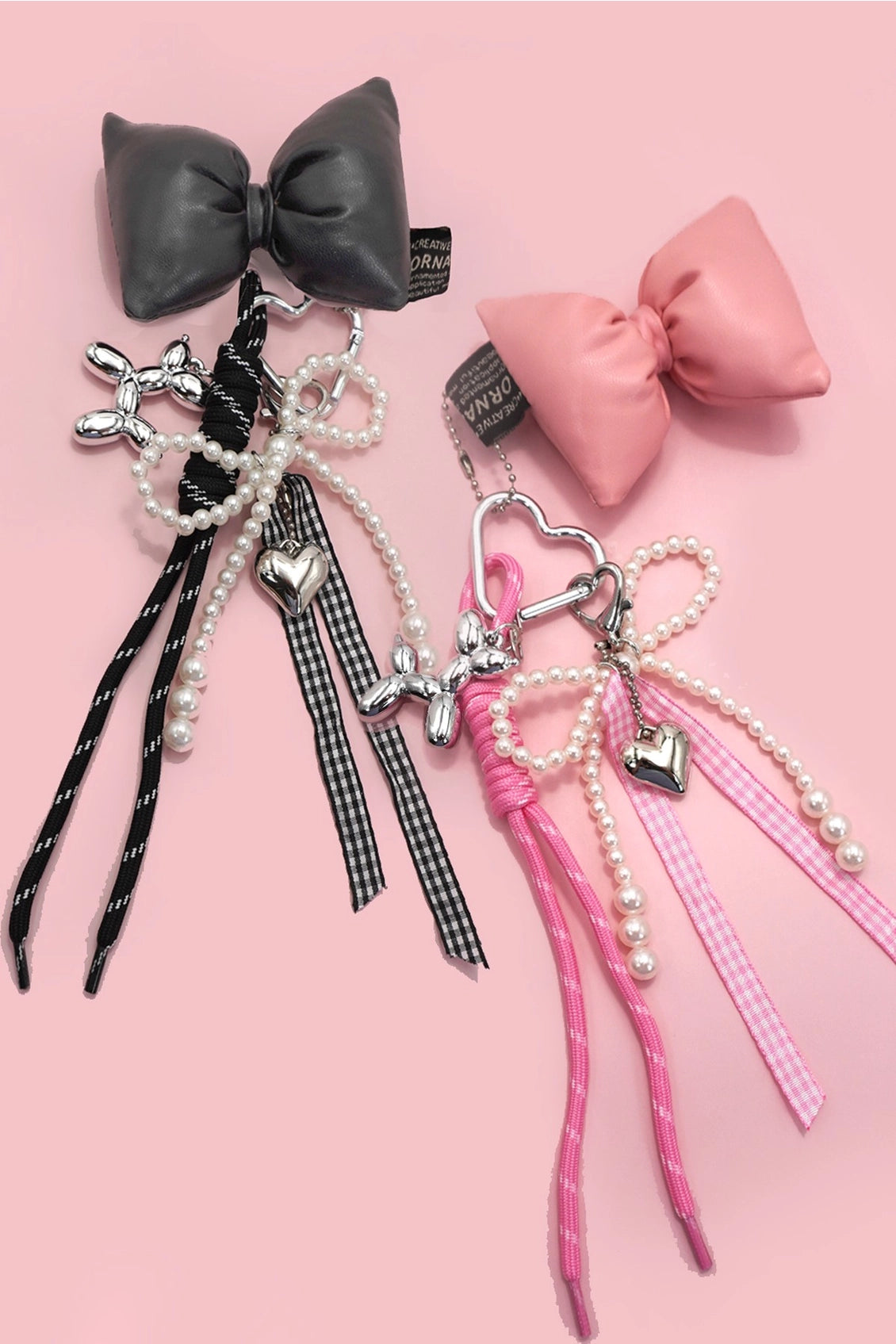 Let's Hang Out Pink or Black Bow Keychain