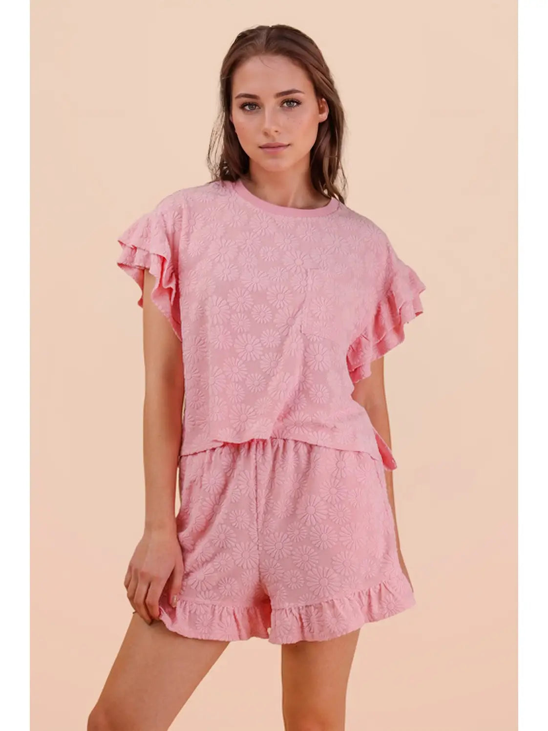 Blooming From Here Pink Flower Detail 2 Piece Set