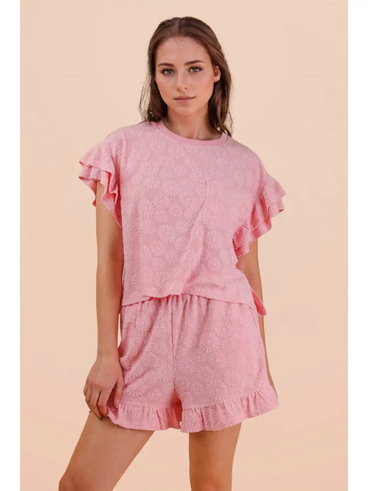 Blooming From Here Pink Flower Detail 2 Piece Set