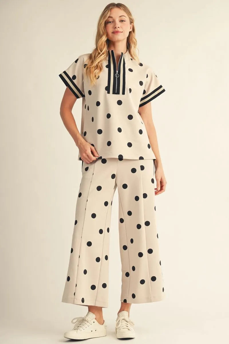 Polka Dot Casual Pant Set