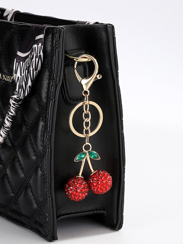 Sweet As Can Be Cherry Rhinestone Keychain