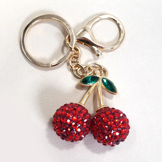 Sweet As Can Be Cherry Rhinestone Keychain