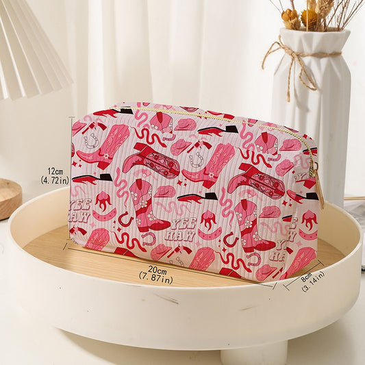 Cowgirl Way Western Pink Boots Cosmetic Pouch