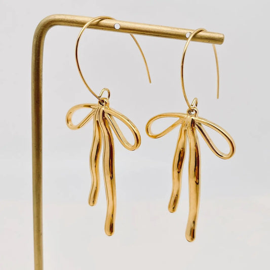 Simply More Than This Dangle 18K Gold Plated Bow Earrings
