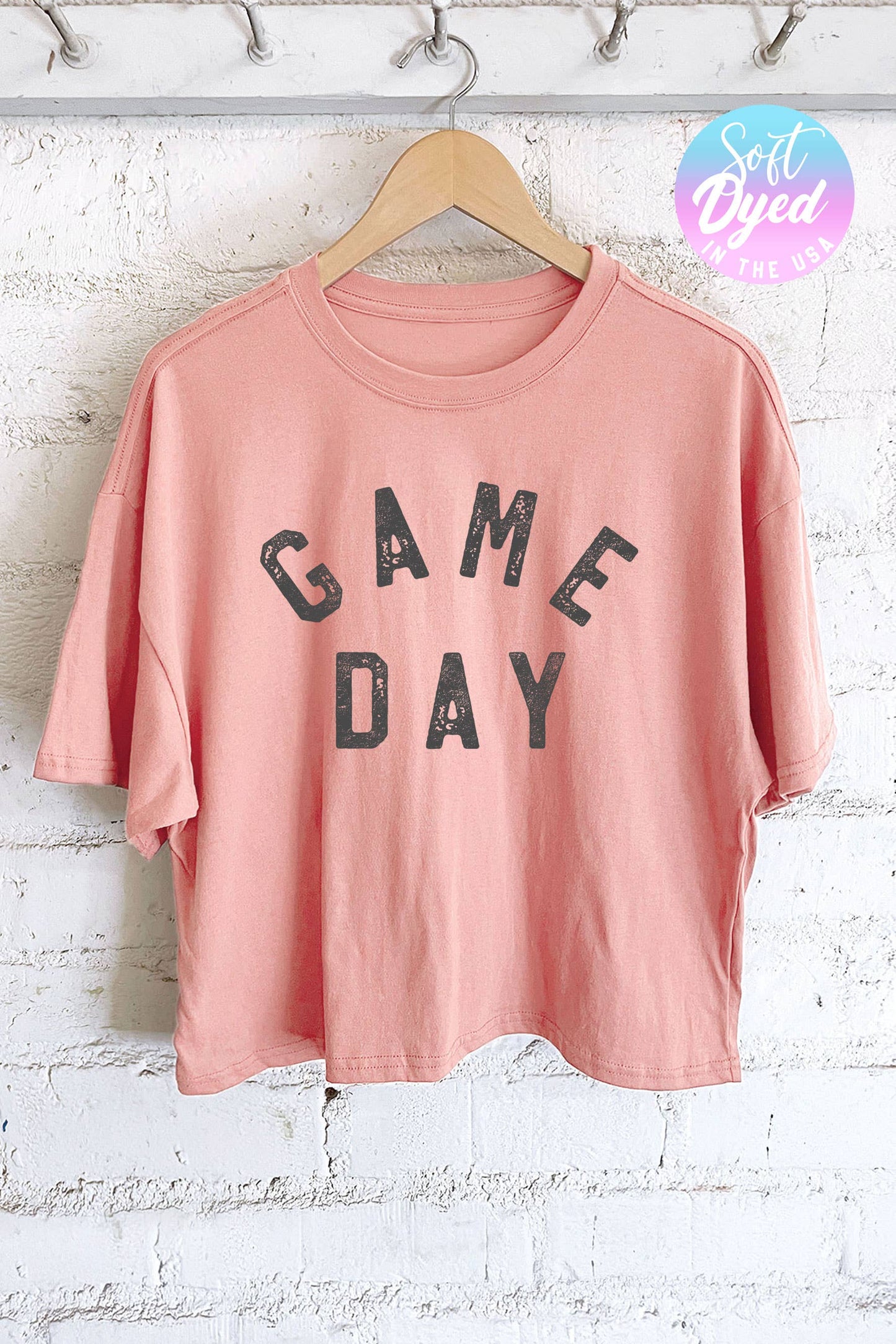 GAME DAY GRAPHIC LONG CROP TOP: White