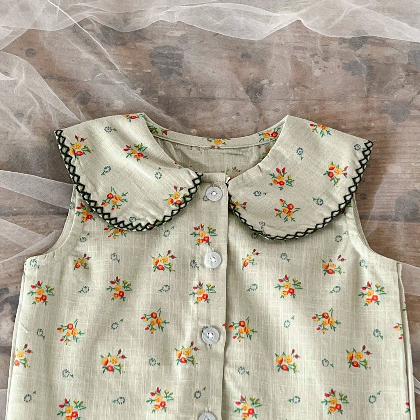 Flowers Doll Collar Cardigan Shorts Suit: Green / 100(18-24M)
