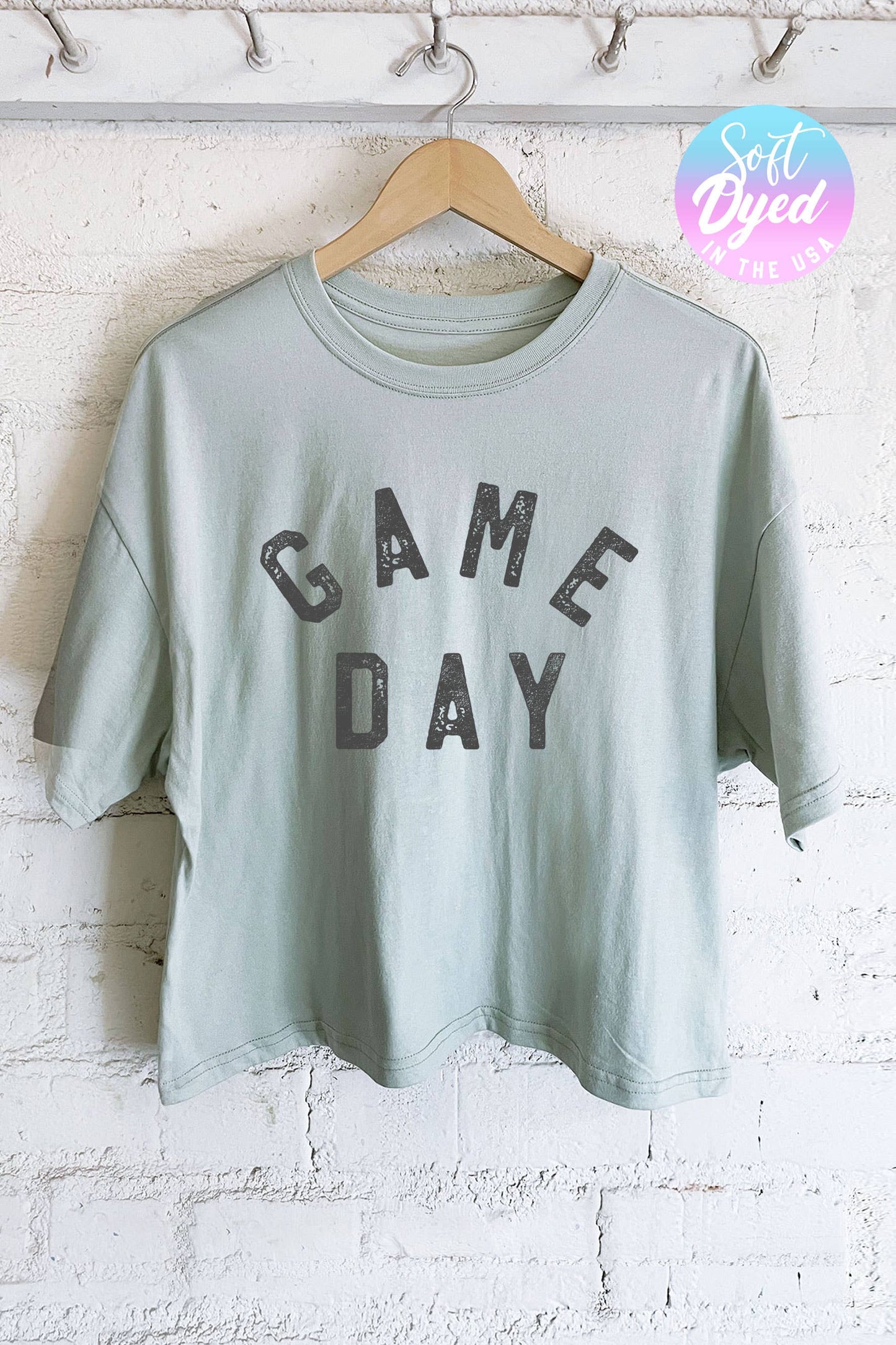 GAME DAY GRAPHIC LONG CROP TOP: White