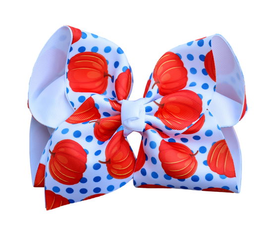 Pumpkin Printed Bow: Alligator Clip / 4 inch