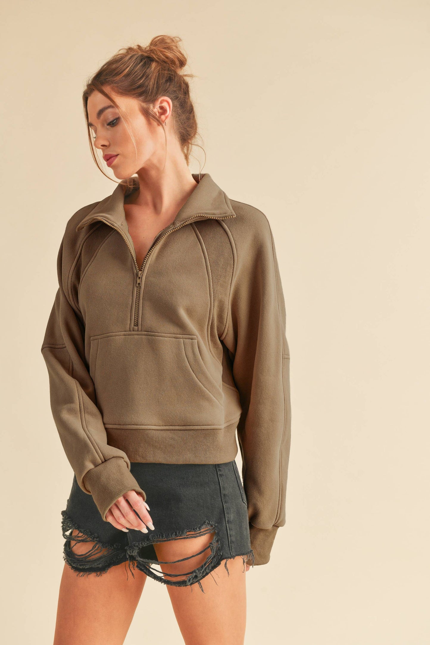 950CK Dove Funnel Neck Half Zip: S / Pullover / Lavender