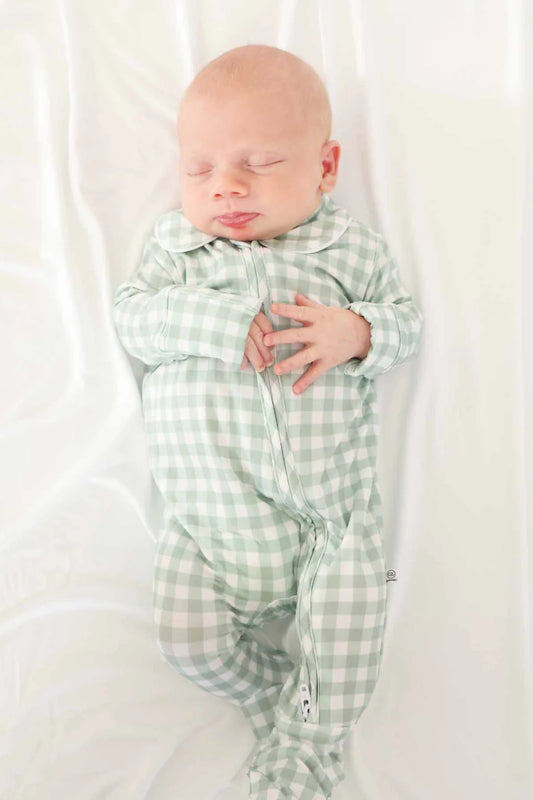 Moss Peter Pan Collar Zipper Footie