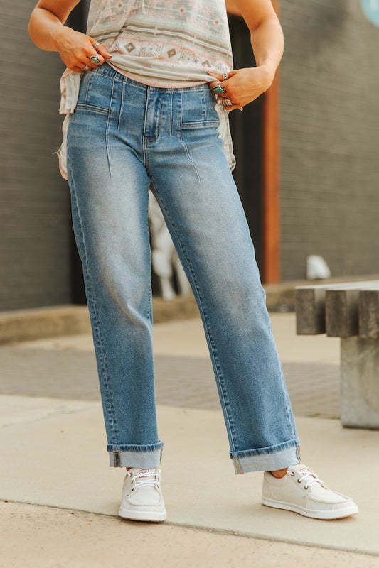 High Rise Pocket Boyfriend Jeans