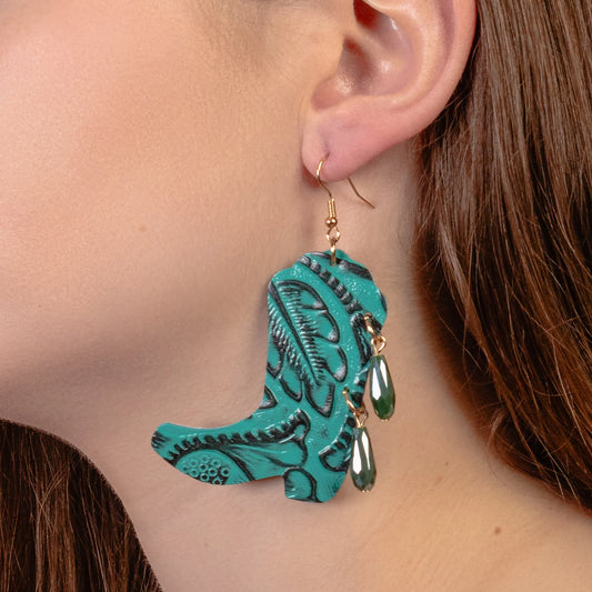 Kick Up Your Boots Turquoise Dangle Earrings
