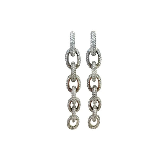 Pave Link Drop Silver