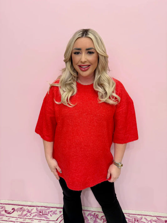 Margo Sweater Tee In Cherry Pop Melange - Free People